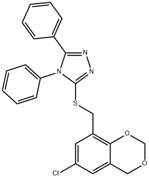 3-[(6-chloro-4H-1,3-benzodioxin-8-yl)methylsulfanyl]-4,5-diphenyl-1,2,4-triazole 구조식 이미지