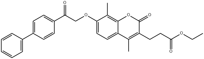 ethyl 3-[4,8-dimethyl-2-oxo-7-[2-oxo-2-(4-phenylphenyl)ethoxy]chromen-3-yl]propanoate Structure