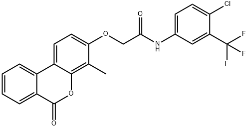 N-[4-chloro-3-(trifluoromethyl)phenyl]-2-(4-methyl-6-oxobenzo[c]chromen-3-yl)oxyacetamide 구조식 이미지