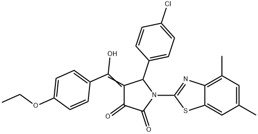 (4E)-5-(4-chlorophenyl)-1-(4,6-dimethyl-1,3-benzothiazol-2-yl)-4-[(4-ethoxyphenyl)-hydroxymethylidene]pyrrolidine-2,3-dione Structure