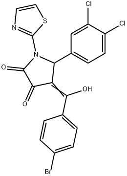 (4E)-4-[(4-bromophenyl)-hydroxymethylidene]-5-(3,4-dichlorophenyl)-1-(1,3-thiazol-2-yl)pyrrolidine-2,3-dione Structure