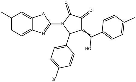 (4E)-5-(4-bromophenyl)-4-[hydroxy-(4-methylphenyl)methylidene]-1-(6-methyl-1,3-benzothiazol-2-yl)pyrrolidine-2,3-dione Structure