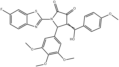 (4E)-1-(6-fluoro-1,3-benzothiazol-2-yl)-4-[hydroxy-(4-methoxyphenyl)methylidene]-5-(3,4,5-trimethoxyphenyl)pyrrolidine-2,3-dione 구조식 이미지