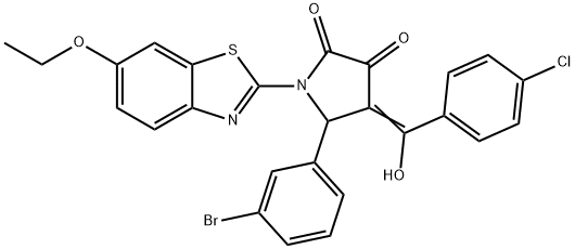 (4E)-5-(3-bromophenyl)-4-[(4-chlorophenyl)-hydroxymethylidene]-1-(6-ethoxy-1,3-benzothiazol-2-yl)pyrrolidine-2,3-dione Structure