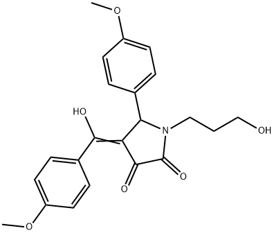 (4E)-4-[hydroxy-(4-methoxyphenyl)methylidene]-1-(3-hydroxypropyl)-5-(4-methoxyphenyl)pyrrolidine-2,3-dione Structure