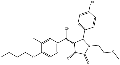(4E)-4-[(4-butoxy-3-methylphenyl)-hydroxymethylidene]-5-(4-hydroxyphenyl)-1-(2-methoxyethyl)pyrrolidine-2,3-dione Structure