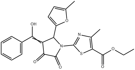 ethyl 2-[(3E)-3-[hydroxy(phenyl)methylidene]-2-(5-methylfuran-2-yl)-4,5-dioxopyrrolidin-1-yl]-4-methyl-1,3-thiazole-5-carboxylate Structure