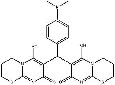 7-[[4-(dimethylamino)phenyl]-(6-hydroxy-8-oxo-3,4-dihydro-2H-pyrimido[2,1-b][1,3]thiazin-7-yl)methyl]-6-hydroxy-3,4-dihydro-2H-pyrimido[2,1-b][1,3]thiazin-8-one Structure