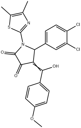 (4E)-5-(3,4-dichlorophenyl)-1-(4,5-dimethyl-1,3-thiazol-2-yl)-4-[hydroxy-(4-methoxyphenyl)methylidene]pyrrolidine-2,3-dione Structure