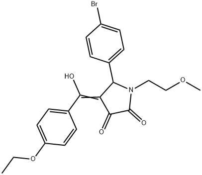 (4E)-5-(4-bromophenyl)-4-[(4-ethoxyphenyl)-hydroxymethylidene]-1-(2-methoxyethyl)pyrrolidine-2,3-dione 구조식 이미지