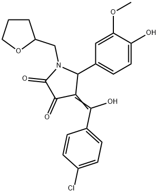 (4E)-4-[(4-chlorophenyl)-hydroxymethylidene]-5-(4-hydroxy-3-methoxyphenyl)-1-(oxolan-2-ylmethyl)pyrrolidine-2,3-dione Structure