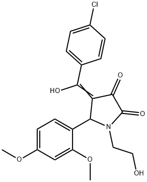 (4E)-4-[(4-chlorophenyl)-hydroxymethylidene]-5-(2,4-dimethoxyphenyl)-1-(2-hydroxyethyl)pyrrolidine-2,3-dione 구조식 이미지