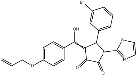 (4E)-5-(3-bromophenyl)-4-[hydroxy-(4-prop-2-enoxyphenyl)methylidene]-1-(1,3-thiazol-2-yl)pyrrolidine-2,3-dione Structure