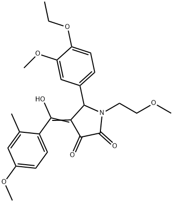 (4E)-5-(4-ethoxy-3-methoxyphenyl)-4-[hydroxy-(4-methoxy-2-methylphenyl)methylidene]-1-(2-methoxyethyl)pyrrolidine-2,3-dione Structure