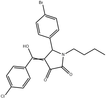 (4E)-5-(4-bromophenyl)-1-butyl-4-[(4-chlorophenyl)-hydroxymethylidene]pyrrolidine-2,3-dione 구조식 이미지