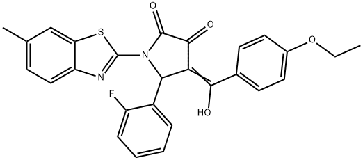 (4E)-4-[(4-ethoxyphenyl)-hydroxymethylidene]-5-(2-fluorophenyl)-1-(6-methyl-1,3-benzothiazol-2-yl)pyrrolidine-2,3-dione 구조식 이미지