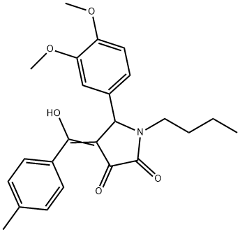 (4E)-1-butyl-5-(3,4-dimethoxyphenyl)-4-[hydroxy-(4-methylphenyl)methylidene]pyrrolidine-2,3-dione Structure