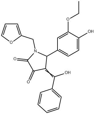 (4E)-5-(3-ethoxy-4-hydroxyphenyl)-1-(furan-2-ylmethyl)-4-[hydroxy(phenyl)methylidene]pyrrolidine-2,3-dione Structure
