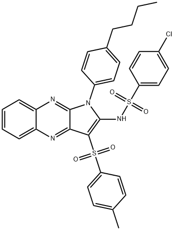 N-[1-(4-butylphenyl)-3-(4-methylphenyl)sulfonylpyrrolo[3,2-b]quinoxalin-2-yl]-4-chlorobenzenesulfonamide Structure