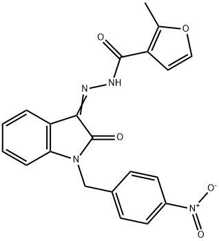 2-methyl-N-[(E)-[1-[(4-nitrophenyl)methyl]-2-oxoindol-3-ylidene]amino]furan-3-carboxamide Structure