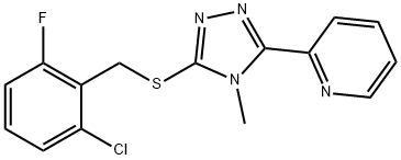 2-[5-[(2-chloro-6-fluorophenyl)methylsulfanyl]-4-methyl-1,2,4-triazol-3-yl]pyridine 구조식 이미지