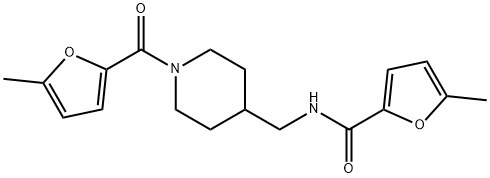 5-methyl-N-[[1-(5-methylfuran-2-carbonyl)piperidin-4-yl]methyl]furan-2-carboxamide Structure