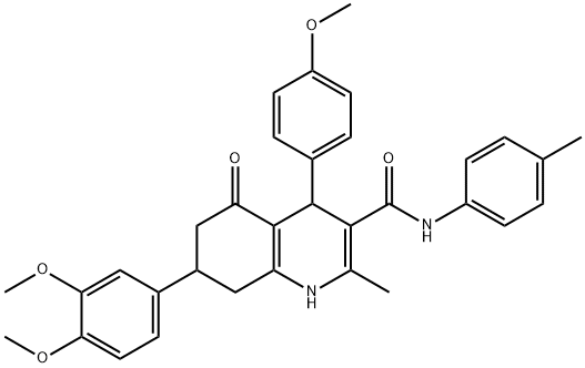 7-(3,4-dimethoxyphenyl)-4-(4-methoxyphenyl)-2-methyl-N-(4-methylphenyl)-5-oxo-4,6,7,8-tetrahydro-1H-quinoline-3-carboxamide Structure