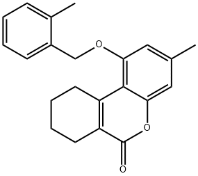 3-methyl-1-[(2-methylphenyl)methoxy]-7,8,9,10-tetrahydrobenzo[c]chromen-6-one 구조식 이미지