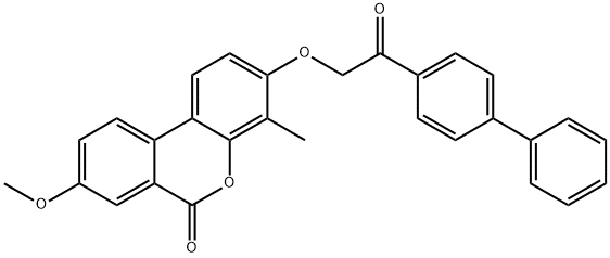 8-methoxy-4-methyl-3-[2-oxo-2-(4-phenylphenyl)ethoxy]benzo[c]chromen-6-one 구조식 이미지