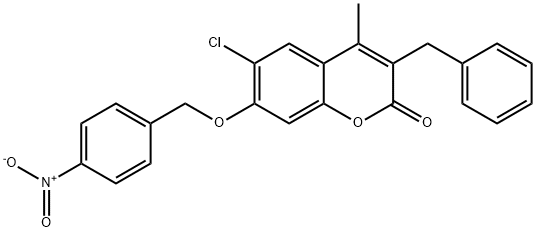 3-benzyl-6-chloro-4-methyl-7-[(4-nitrophenyl)methoxy]chromen-2-one Structure