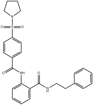 N-(2-phenylethyl)-2-[(4-pyrrolidin-1-ylsulfonylbenzoyl)amino]benzamide 구조식 이미지