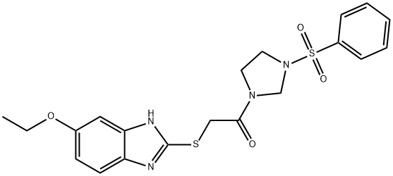 1-[3-(benzenesulfonyl)imidazolidin-1-yl]-2-[(6-ethoxy-1H-benzimidazol-2-yl)sulfanyl]ethanone Structure