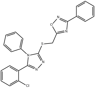 5-[[5-(2-chlorophenyl)-4-phenyl-1,2,4-triazol-3-yl]sulfanylmethyl]-3-phenyl-1,2,4-oxadiazole Structure