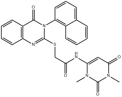 N-(1,3-dimethyl-2,6-dioxopyrimidin-4-yl)-2-(3-naphthalen-1-yl-4-oxoquinazolin-2-yl)sulfanylacetamide 구조식 이미지