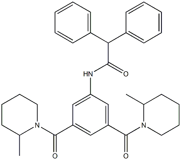 N-[3,5-bis(2-methylpiperidine-1-carbonyl)phenyl]-2,2-diphenylacetamide 구조식 이미지