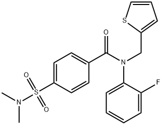 4-(dimethylsulfamoyl)-N-(2-fluorophenyl)-N-(thiophen-2-ylmethyl)benzamide 구조식 이미지