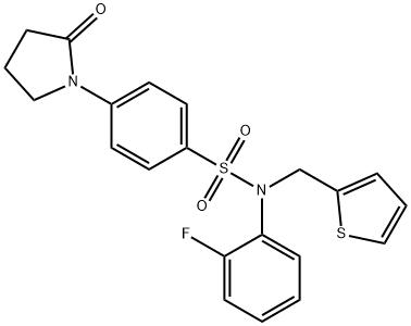 N-(2-fluorophenyl)-4-(2-oxopyrrolidin-1-yl)-N-(thiophen-2-ylmethyl)benzenesulfonamide 구조식 이미지