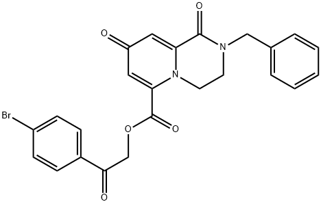 [2-(4-bromophenyl)-2-oxoethyl] 2-benzyl-1,8-dioxo-3,4-dihydropyrido[1,2-a]pyrazine-6-carboxylate Structure