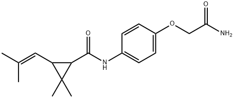 N-[4-(2-amino-2-oxoethoxy)phenyl]-2,2-dimethyl-3-(2-methylprop-1-enyl)cyclopropane-1-carboxamide 구조식 이미지