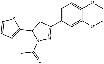 1-[5-(3,4-dimethoxyphenyl)-3-thiophen-2-yl-3,4-dihydropyrazol-2-yl]ethanone Structure