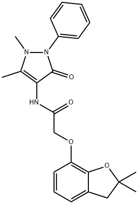 2-[(2,2-dimethyl-3H-1-benzofuran-7-yl)oxy]-N-(1,5-dimethyl-3-oxo-2-phenylpyrazol-4-yl)acetamide 구조식 이미지