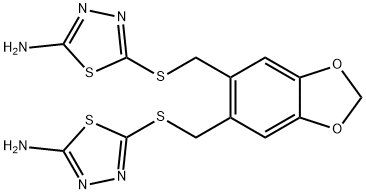 5-[[6-[(5-amino-1,3,4-thiadiazol-2-yl)sulfanylmethyl]-1,3-benzodioxol-5-yl]methylsulfanyl]-1,3,4-thiadiazol-2-amine 구조식 이미지