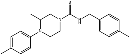 3-methyl-4-(4-methylphenyl)-N-[(4-methylphenyl)methyl]piperazine-1-carbothioamide Structure