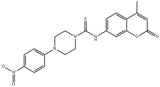 N-(4-methyl-2-oxochromen-7-yl)-4-(4-nitrophenyl)piperazine-1-carbothioamide 구조식 이미지