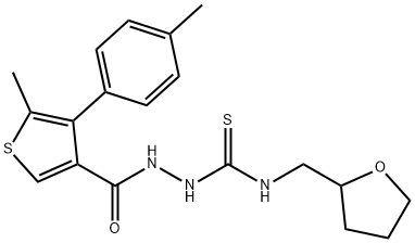 1-[[5-methyl-4-(4-methylphenyl)thiophene-3-carbonyl]amino]-3-(oxolan-2-ylmethyl)thiourea 구조식 이미지