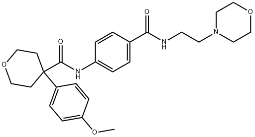 4-(4-methoxyphenyl)-N-[4-(2-morpholin-4-ylethylcarbamoyl)phenyl]oxane-4-carboxamide 구조식 이미지
