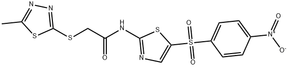 2-[(5-methyl-1,3,4-thiadiazol-2-yl)sulfanyl]-N-[5-(4-nitrophenyl)sulfonyl-1,3-thiazol-2-yl]acetamide Structure