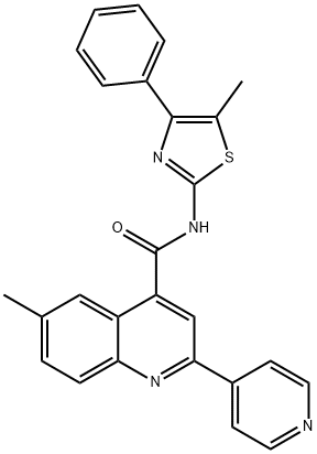 6-methyl-N-(5-methyl-4-phenyl-1,3-thiazol-2-yl)-2-pyridin-4-ylquinoline-4-carboxamide 구조식 이미지