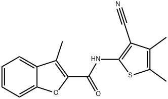 N-(3-cyano-4,5-dimethylthiophen-2-yl)-3-methyl-1-benzofuran-2-carboxamide 구조식 이미지