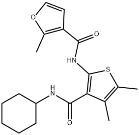 N-[3-(cyclohexylcarbamoyl)-4,5-dimethylthiophen-2-yl]-2-methylfuran-3-carboxamide 구조식 이미지